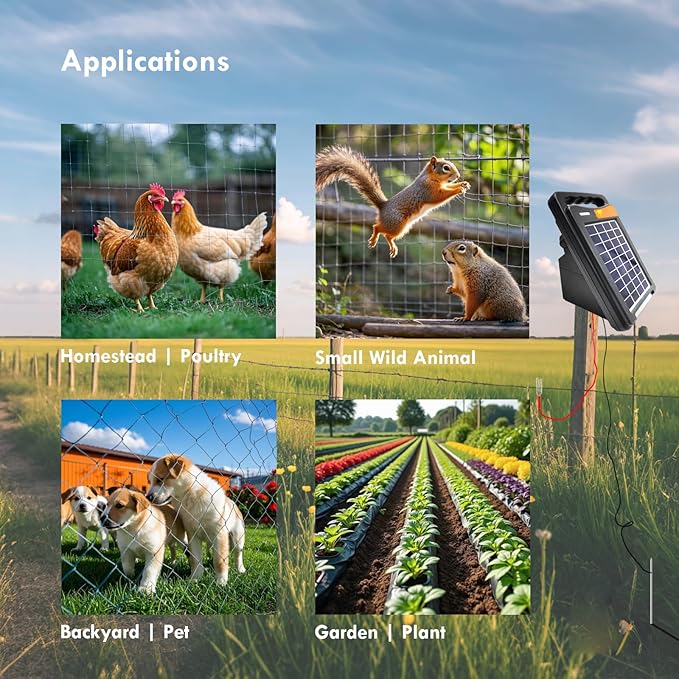 FenceMate 10 Miles Range Solar Fence Charger 0.2J for Containment of Livestock, Poultry, Pet, Hobby Farming, Portable Energizer for Exclusion of Rodent, Nuisance, Day & Night, All-Weather Protection