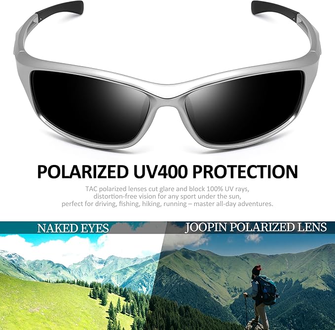Joopin Sports Sunglasses Polarized UV400 Protection Wrap Around Sun Glasses Shades for Men Women