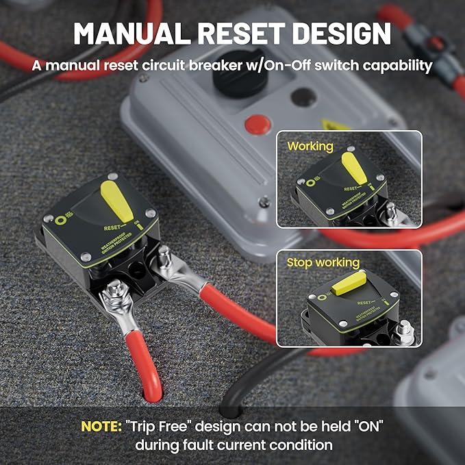 RED WOLF BS6040 40A Amp Circuit Breaker W/Manual Reset DC 12-48V for Car Audio RV Marine Boat Truck Trolling Motors Stereo Audio Electronic Battery Solar System