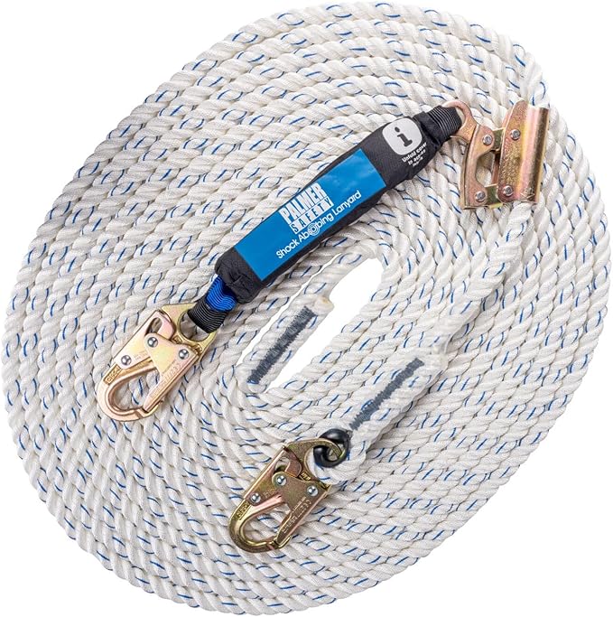 Palmer Safety Vertical Lifeline Assembly - 25FT Rope Harness Safety Lanyard with Rope Grab - Fall Protection Kit