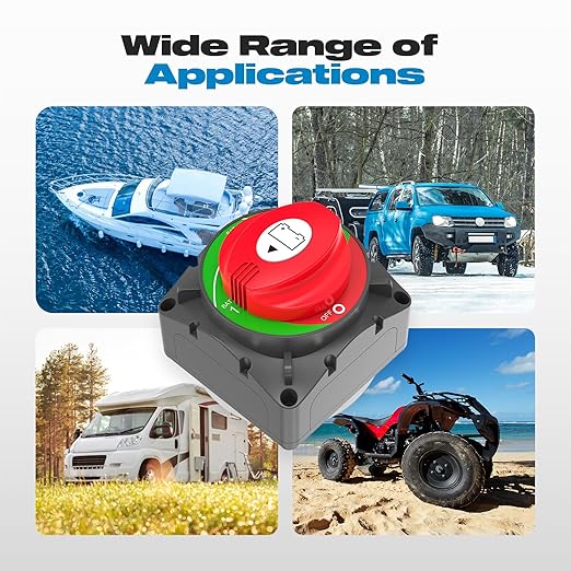 1-2-Both-Off High Current Battery Disconnect Switch 600A 12-48V Master Cut Disconnect Switch Isolator for Truck Car Vehicle RV Marine Boat