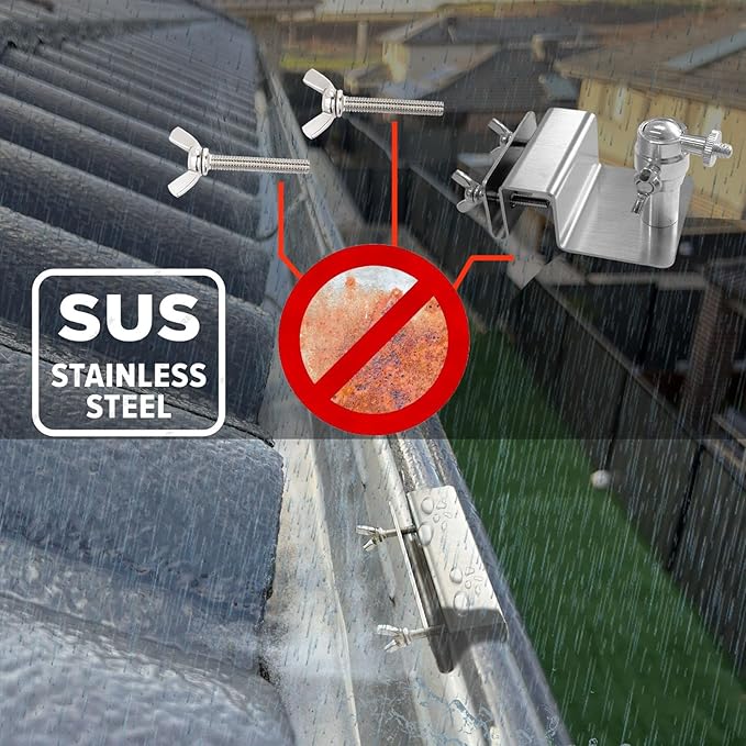 WiTi Gutter Mount for Eufy, Arlo Solar Panel , Adjustable Stainless Steel Mount Bracket to get Sun , No Drill Installation Compatible with Eufy S220 Camera