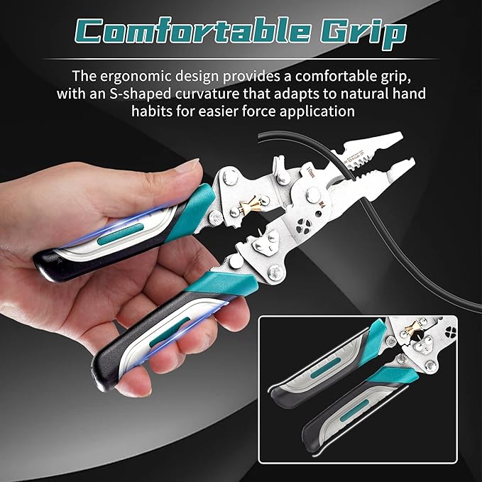18 In 1 Foldable Ｗire Stripper Crimper, Multifunctional Folding Wire Stripping Tool, Wire Strippers Electrical，Electric Cable Stripper, Cable Cutters with Plier, Crimper, Twister, Splitting, 1pcs