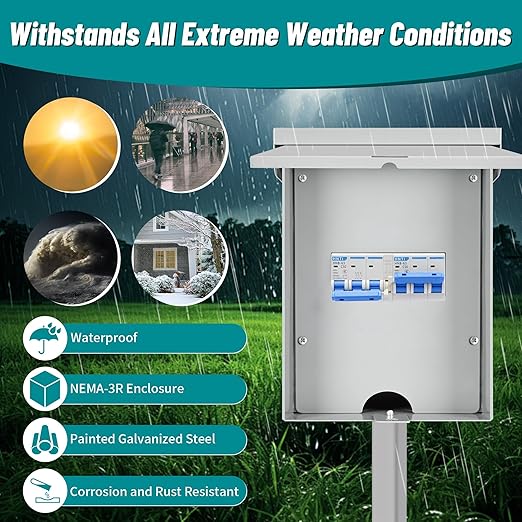 50 Amp 3 Pole Generator Manual Transfer Switch, 208-240V 12000W Transfer Switch for Home Generator and Solar Power Systems, Meeting NEMA 3R Standards for Outdoor and Indoor, with Ground (50A-3P)