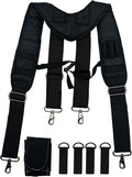Tool Belt Suspender for Men 4 Point Padded with Attachment Loops, WristBand Pouch Pocket for Construction Worker