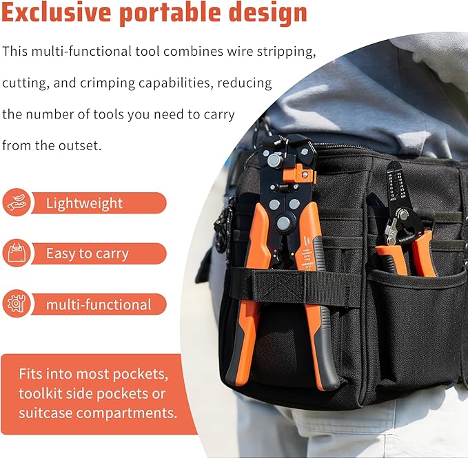 8-Inch Professional Wire Stripper and Cutter, Multi-Functional Stripping Tool with Forged Alloy Steel & Ergonomic Non-Slip Grip for 10-22 AWG Solid and Stranded Wire Cutting & Looping