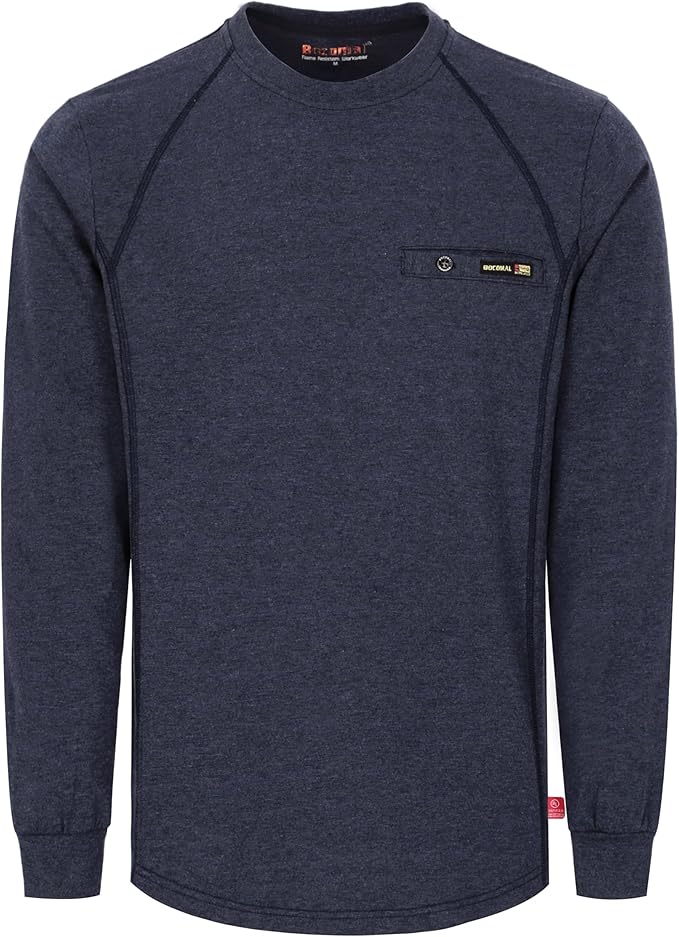 BOCOMAL FR Shirts for Men Melt Pocket Lightweight Crew T-Shirt NFPA2112/CAT2 Fire Resistant Work Shirt