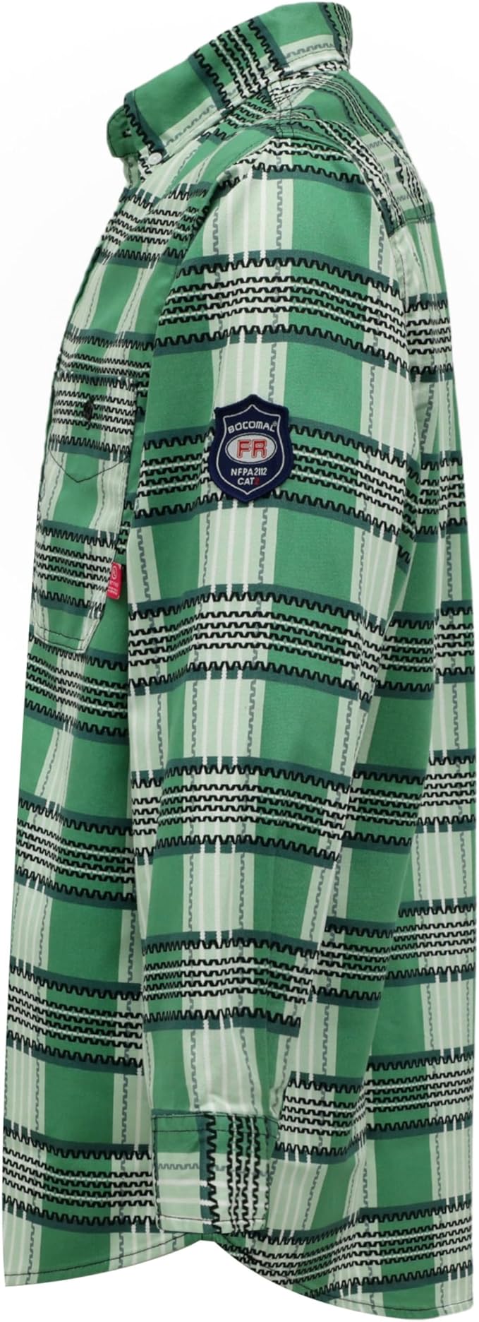 BOCOMAL FR Shirts for Men Printed Plaid Flame Resistant Clothing 6.5oz Cotton Button Up Welding Shirts NFPA2112 CAT2