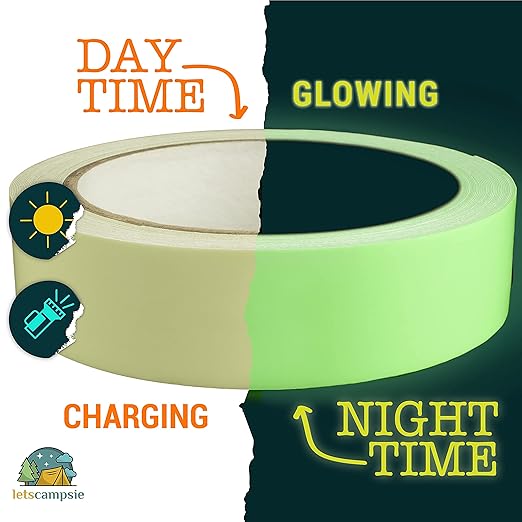 Glow in The Dark Tape – 30ft x 1inch – Premium Industrial Grade Interior and Exterior Luminous Glow Tape to Help See Objects at Night and Outdoors