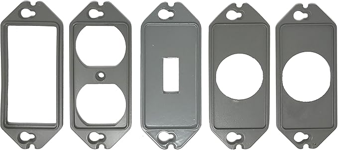 Sealproof 1-Gang Vertical Weatherproof Outdoor Metal Flat Outlet Cover, Single Gang Electrical Power Receptacle Protector, UL Listed, 4-in1, Gray
