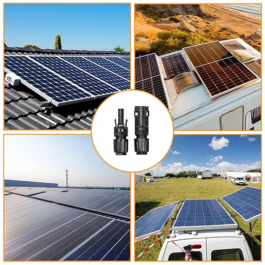 10AWG Solar Panel Cable Connector, IP68 Waterproof, 1500V 70A Tinned Copper Pins, 5 Pairs with 2 Spanners(for 10awg)