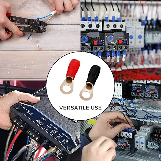 InstallGear 4 Gauge AWG Tinned Pure Copper Lugs Ring Terminals Connectors (20 Pack - 10 Positive/10 Negative) - Electrical Connectors, Heat Shrink Wire Connectors for 4 Gauge Wire, 4 AWG Ring Terminal