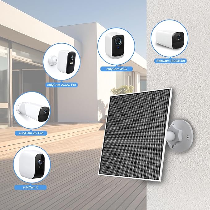 Solar Panel for Eufy Outdoor Camera, Compatible with Eufycam Camera, Continuous Power Supply, Includes 9.8ft Charging Cable, IP65 Waterproof, 3 Pack