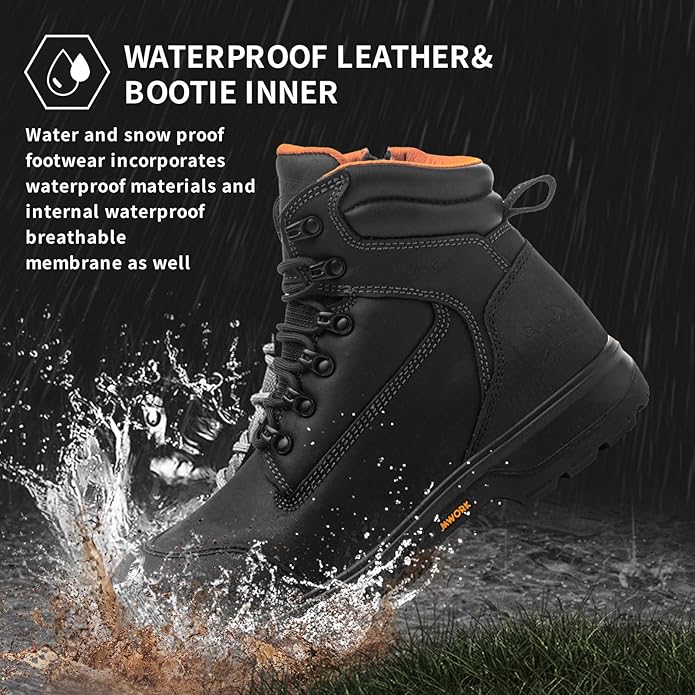 MWORK 6" Safety Work Boots For Men Waterproof ASTM F2413-18 Composite Toe Puncture Proof EH Rated Non Slip YKK Zipper Side Industrial & Construction Chairman MW2302