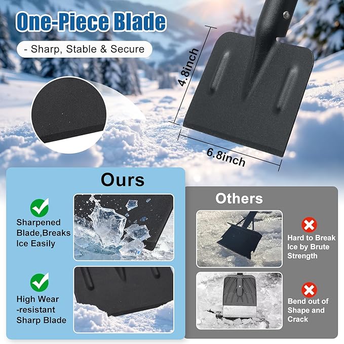 Heavy Duty Flat Shovels Ice Scraper - 67" Long Handle Winter Ice Remover Chopper for Outdoor Floor Freezer,Concrete Tile Cleaning, Metal Snow Removal Scrapers for Driveway & Sidewalk