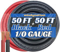 WNI 1/0 Gauge 50 Feet Black 50 Feet Red 1/0 AWG Ultra Flexible Welding Battery Copper Cable Wire - Made in The USA - Car, Inverter, RV, Solar