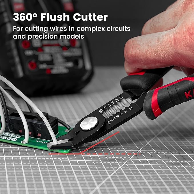 KAIWEETS Wire Cutters 6-Inch Flush cutter with Supplementary Stripping, Cutting Pliers, Handy and Slim Diagonal Cutters, Side Cutting Pliers, Sharp Snip, Safety Lock