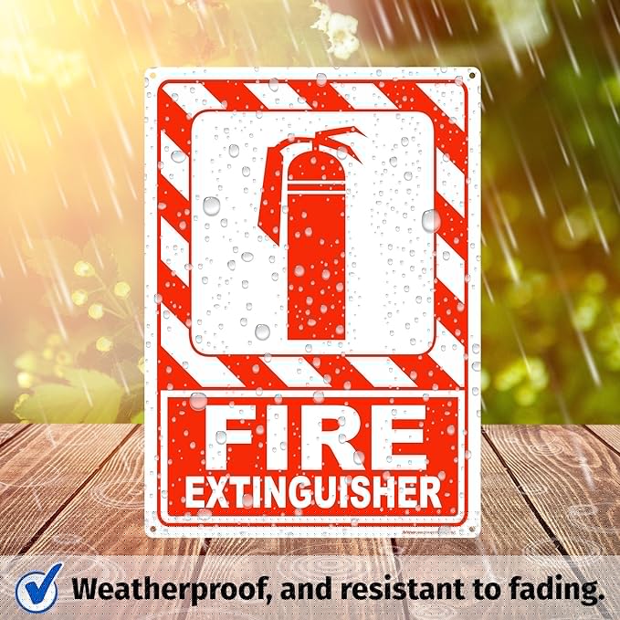 Brimar - 10 x 14" - Fire Extinguisher Sign - Polyethylene Plastic - Fire Safety Sign - Easy Installation