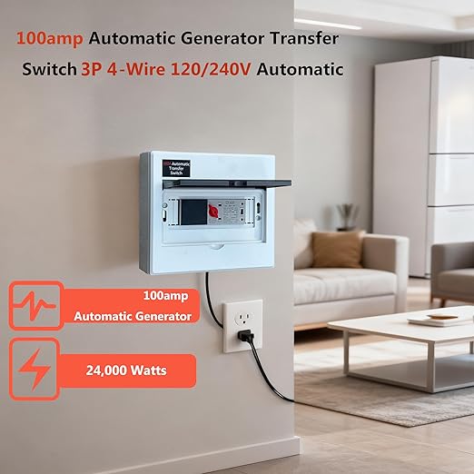 Automatic Generator Transfer Switch 100A 3P 4-Wire 120/240V Automatic/Manual Generator Transfer Switch Ensures Stable Power Transmission, Easy to Use