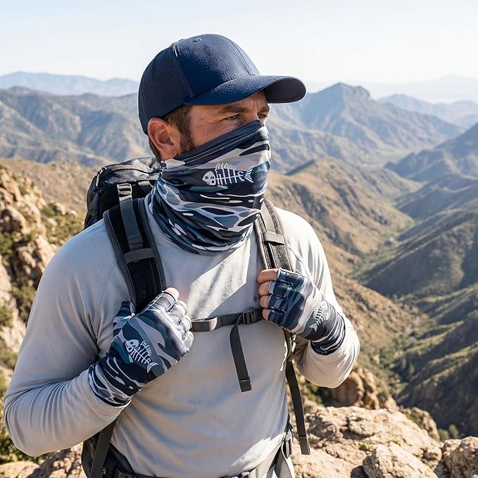 UPF 50 Sun Protection Neck Gaiter - 13-in-1 Multifunctional Face Cover for Hiking, Fishing, Cycling
