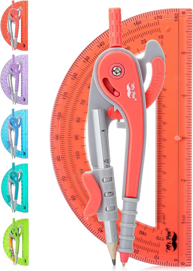 Mr. Pen- Compass and Protractor Set, Math Compass for Geometry and Drawing