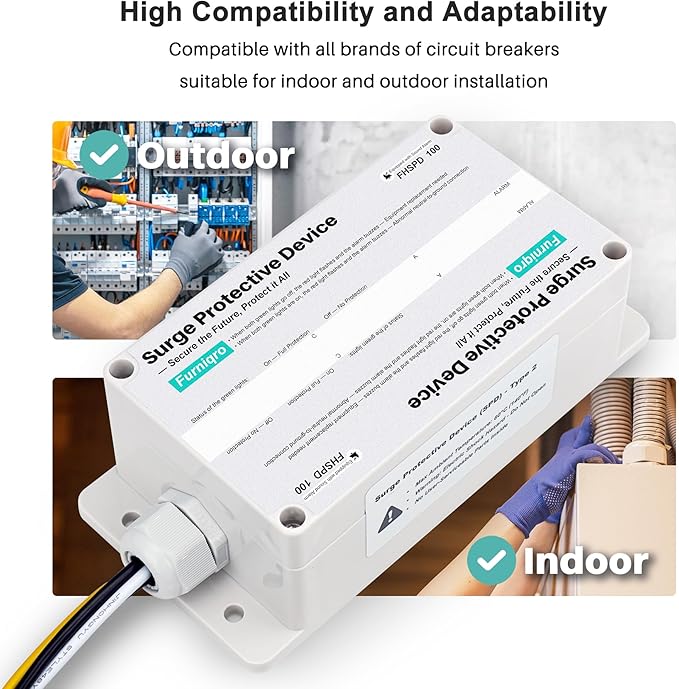 FHSPD100 Whole House Surge Protector FS100 Surge Protector Whole House Surge Protection Device Rated for 100,000 Amps, Whole Home Surge Protector, Indoor/Outdoor Use, 120/240V