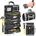 Updated Tool Roll Up Tool Bag Organizer, Name Tags, Advansed Features, Heavy Duty Tool Roll Bag Organizer, Mens Gifts For Him Motorcycle Mechanic & Electrician LUXADAR (5 Detachable/Wristband)