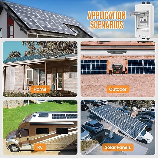 Solar Panels Disconnect Switch 25A 1000VDC PV Shut Off Switch Outdoor Circuit Breaker Box IP65 Waterproof UV-Proof