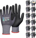 KAYGO Safety Work Gloves MicroFoam Nitrile Coated, 12 Pairs KG18NB,Seamless Knit Nylon Glove for Men and Women, Ideal for Automotive,Warehouse,Construction (Small,Gray)