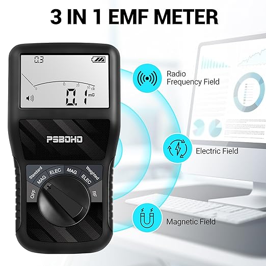 EMF Meter, 3-in-1 Multi-Field Electromagnetic Radiation Detector for EF RF MF, EMF Detector Meter, for Home & Office EMF Measurement Devices, Ghost Detectors, EMF Detector Tester