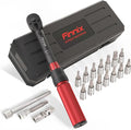 1/4 Inch Drive Click Torque Wrench, 18 PCS Bike Torque Wrench Set Double Scale (10-150lb.in/1.1-17.0Nm/), High Precision with Bit Sockets, Universal Joint, Extension Bar, for Bicycle Maintenance