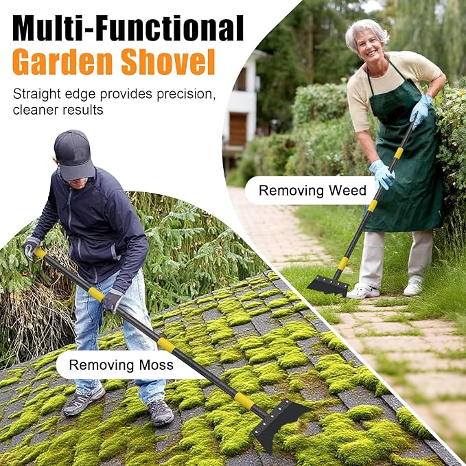 Snow Shovel Ice Scraper, 74“ Garden Flat Shovel, 2 Spades,Heavy Duty Multifunctional Garden Cleaning Shovels Spade,Floor Scraper for Weeding Edging Driveway Snow Ice Removal Tool