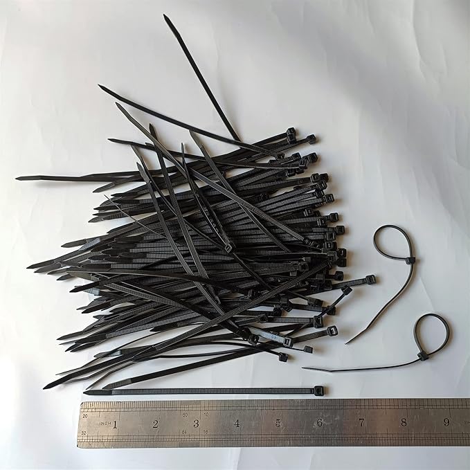 1000 pcs 6 inch Black Nylon Self-Locking Cable Ties, UV Resistant, 40 LBS Tensile Strength