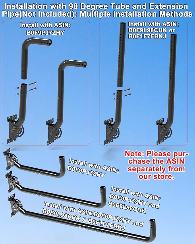 Heavy Duty Antenna Mount, 1-Pack 13 in Three-Screw Locking Pivot J-Pole for Wall, Eave or Roof, 1.38 in OD, Expandable Mast for TV Antenna, Access Point, Bridge, Weather Station or Starlink Setups