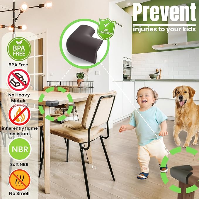 Soft Foam Corner Protectors for Baby, Bed Frame Corner Guards, Sharp Edge Desk Furniture Safety Cover Bumpers for Kids, 3M Adhesive Pre-Taped Rubber Padding Cushion (Black, 12 Pack)