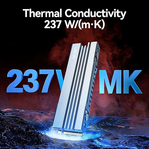 JEYI M.2 HeatSink for PS5 / mATX/MiniATX, Ultra Slim 7mm Height Low Profile Aluminum Convective NVMe Heatsink, Passive Heat Sinks with Fins, FinsCold 007-2-Pack