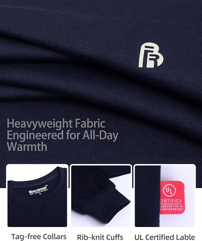 BOCOMAL FR Shirt 7oz Heavyweight Flame Resistant Shirts for Men Fire Retardant Long Sleeve Crew Work Shirts CAT2