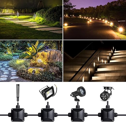 GWHOLE 4Pcs Waterproof IP66 Outdoor Electric Junction Project Box, 3-Way Cable Connectors Outdoor/External Electrical Light Junction Box for 6mm-10.2mm Cables