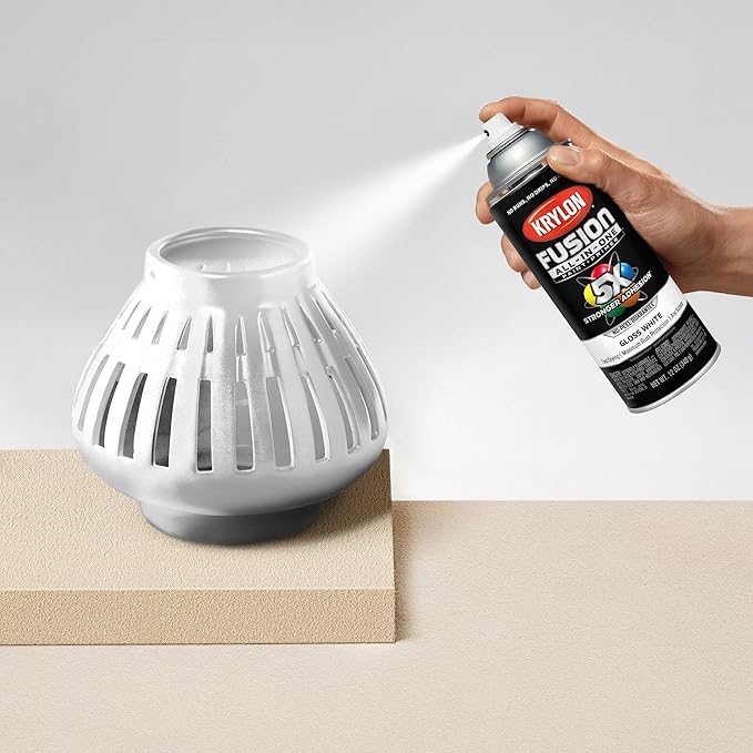 Krylon Fusion All-In-One Adhesive Spray Paint for Indoor/Outdoor Use, 12 oz, White