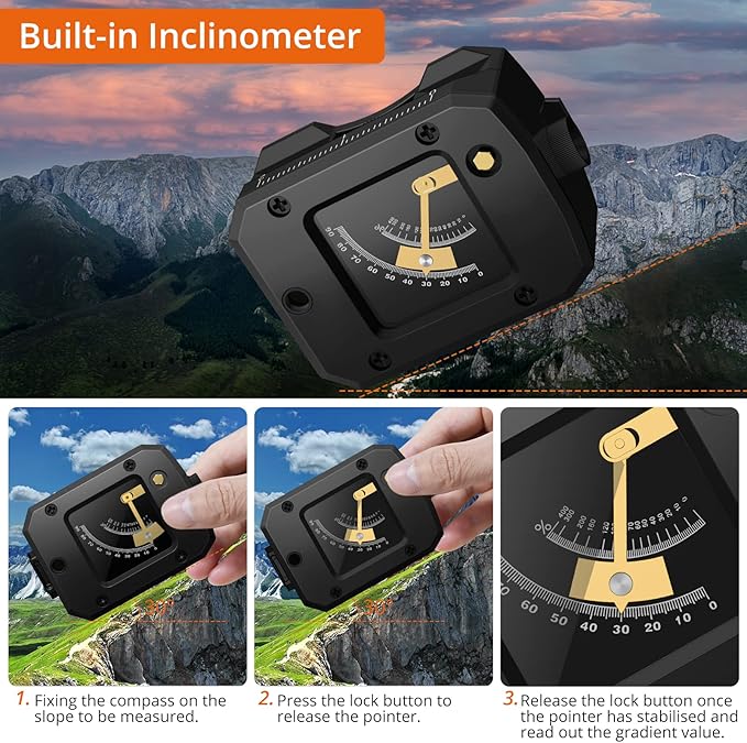 Proster IP54 Hiking Compass with Sighting Clinometer Professional Military Compass Aluminum Alloy Camping Compass Waterproof with Carry Bag