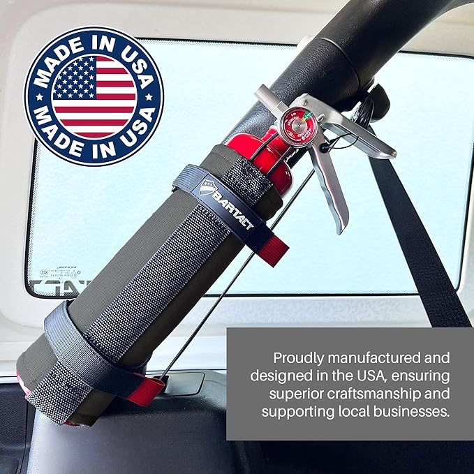 Bartact - 2.5 lb Roll Bar Fire Extinguisher Mount for Vehicle Holder, Adjustable Fire Extinguisher Holder Mount, US Made Universal Vehicle Fire Extinguisher Holder Fits All Roll Bars (Graphite)