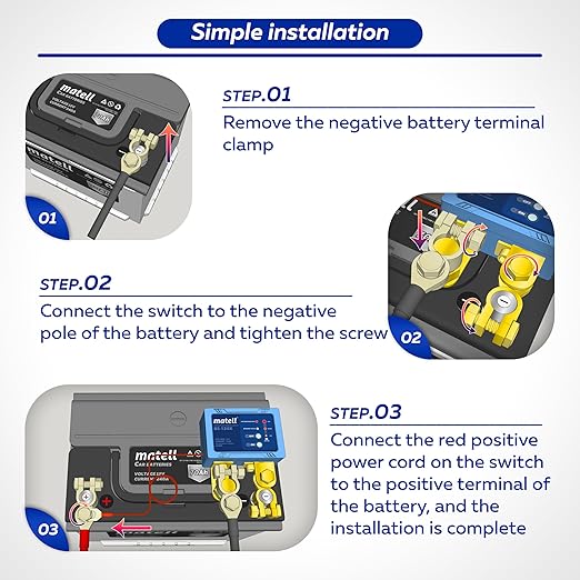 Matell 12V Battery Disconnect Switch | Smart Voltage Control, Anti-Theft, Remote Control, Anti-Misoperation, Leakage Protection, Pure Copper Contacts, for 12V Vehicles (Flat Terminal)