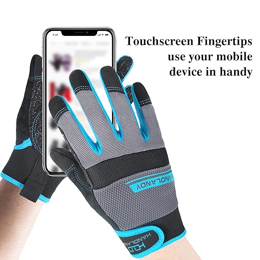 HANDLANDY Grip Work Gloves for Women Men, Safety Utility Yard Working Gloves, Flexible Touch Screen Mechanics Gloves (Grip-upgraded, Medium (Pack of 1))