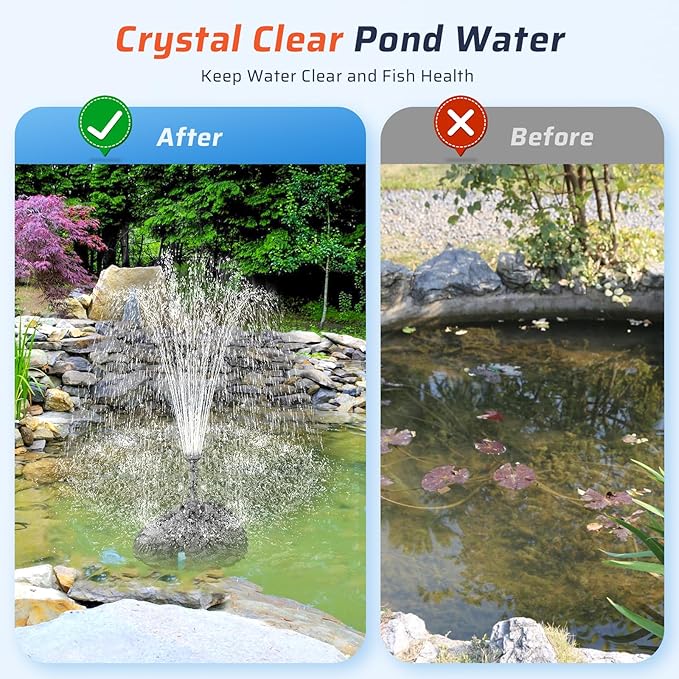 Antfraer Pond Filter with Water Pump, Pond Filter Box Built-in U-V Clarifier with 660GPH Fountain Pump Adjustable, Pond Filter Box for Ponds, Fish Tank Waterfall Garden (Corded Electric)