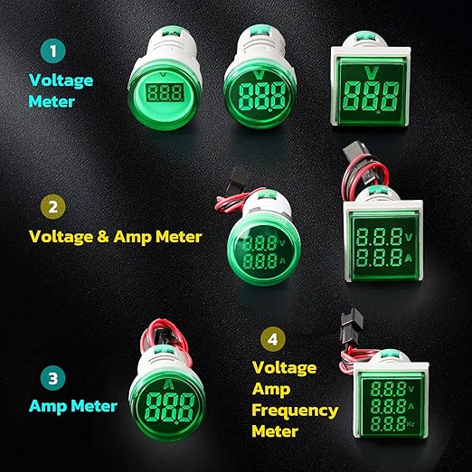 DROK AC 500V Voltage Tester, 3pcs AC 60-500V 110v 220v Voltage Monitor Digital Larger LED Screen Voltmeter Volt Detetor Green Red Yellow Signal Indicator Light Panel