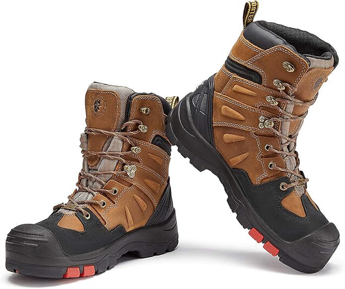 ROCKROOSTER Men's 8" Waterproof Work Boots for Landscaping, Maintenance, Transportation and Utilities, Composite Toe, EH AK869