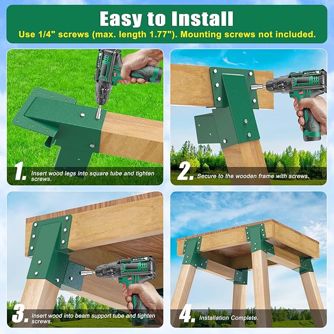 Dolibest Heavy Duty Deer Stand Brackets, 4x4 Compound Angle Bracket, Powder Coated Elevated Bracket for Outdoor Platforms, Deer Hunting, Shooting Shack, Observation Decks& Tree Houses (4Pack)