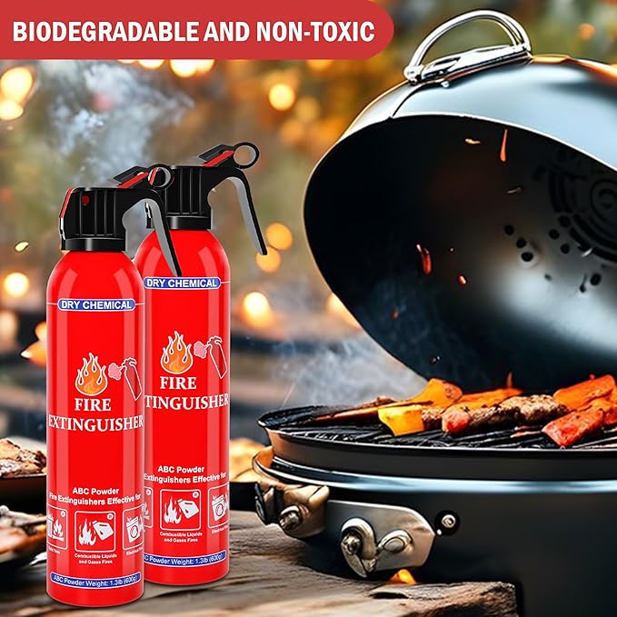 ABC Dry Chemical Fire Extinguisher 2-Pack - Wall Mountable Household Fire Extinguisher for Kitchen Home Boat Marine RV & Business - Compact Portable Non-Toxic Safety Device