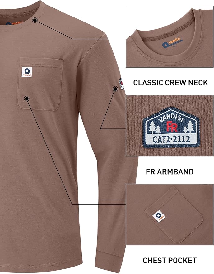 FR Shirts for Men 6.5oz Lightweight Fire Resistant Shirts for Men Long Sleeve NFPA2112/CAT2