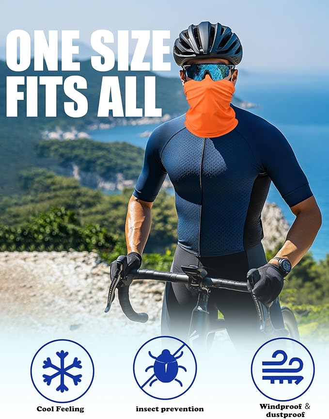 JHYWELL Cooling Neck Gaiter Face Mask, UV Protection Masks Gator, Windproof Bandana for Skiing, Fishing, Hiking, Cycling